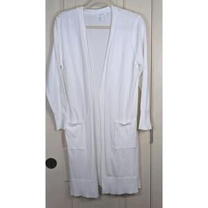 Nine West Women's Essentials Cardigan Open Front Sweater Winter White Size Small
